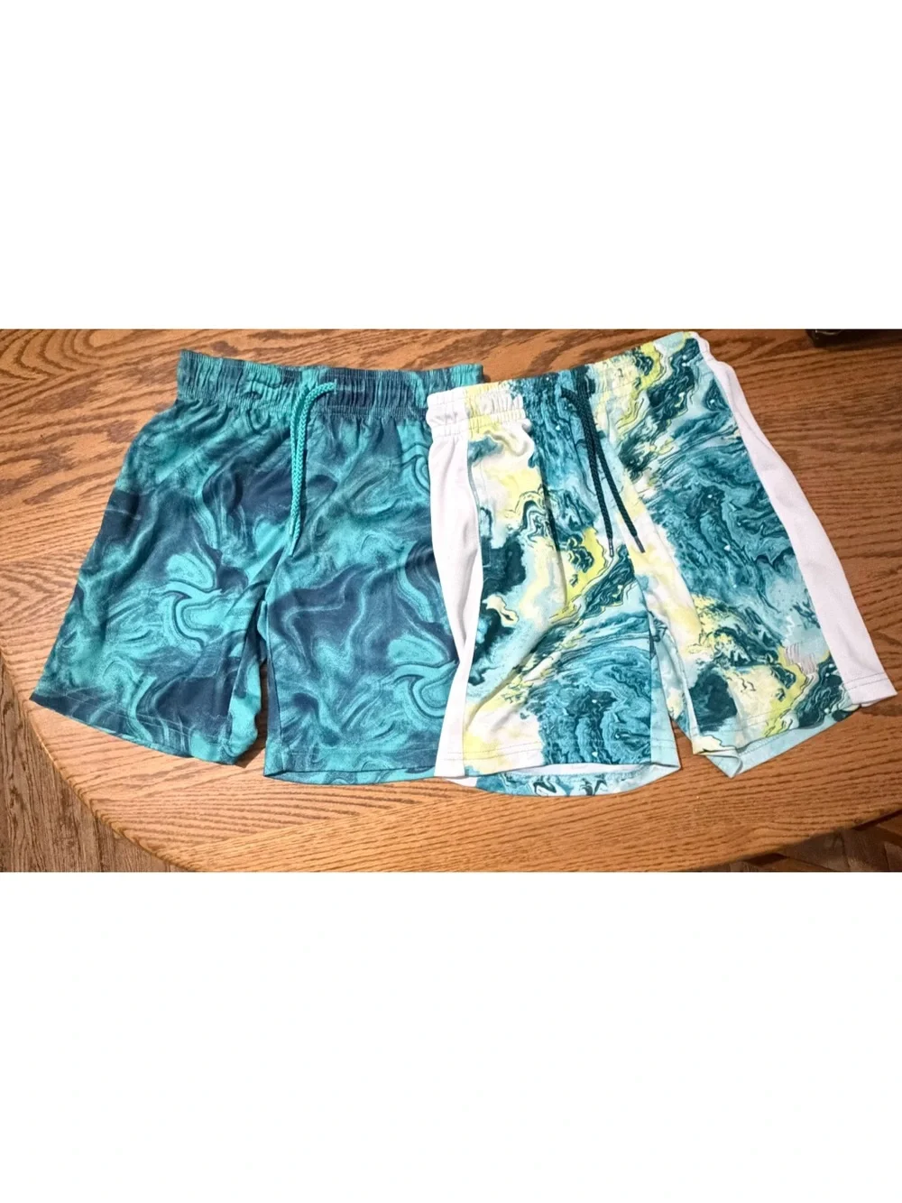 The Children's Place Teal Marble Print Shorts Duo with White Trim